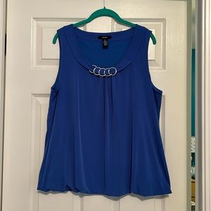 Alfani sleeveless top royal blue color with silver ring adorned neckline size XL